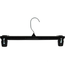 Wholesale Recycled Black Plastic Pants Hangers with Ridged Clips